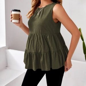 Army Green Maternity Peplum Top.
